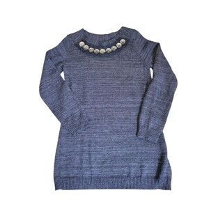 Women's Size Medium Simply Vera Sweater Tunic Dark Gray with Gems